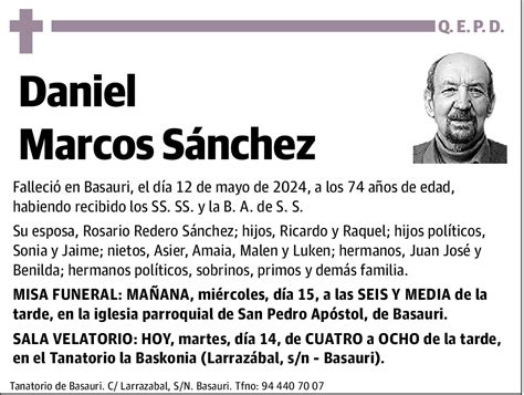 Daniel Marcos Sánchez Esquela El Correo