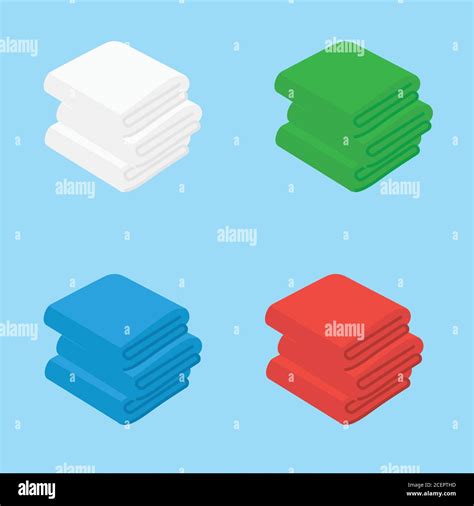 Set Of Towel Vector Illustrations Folded Towels In Flat Cartoon Style