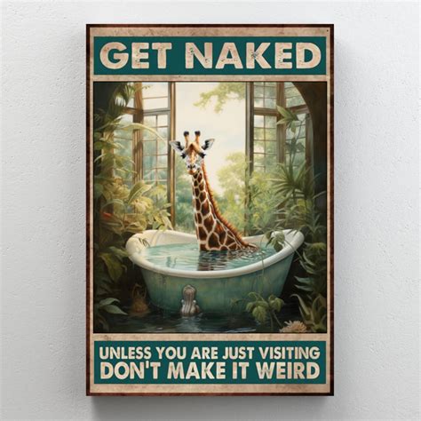 Trinx Giraffe In Bathtub Get Naked On Canvas Print Wayfair