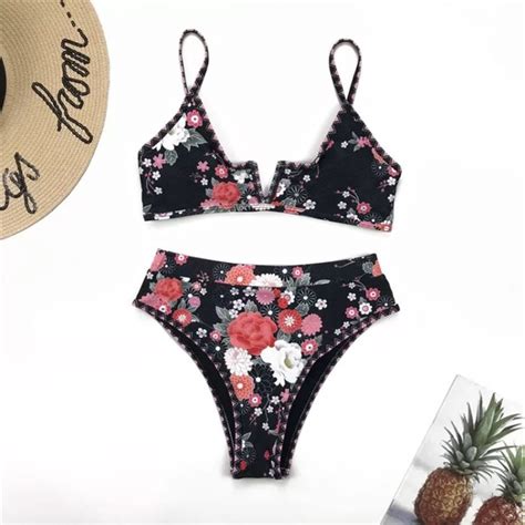 Swim Retro Floral High Waist Bikini Pc Swimsuit Poshmark