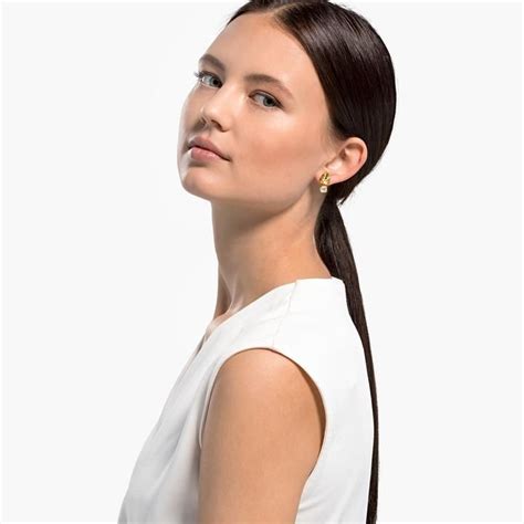 Buy Swarovski Tropical Leaf Pierced Earrings Gold Tone Plating Online
