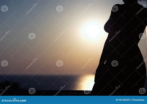 Silhouette Of Nude Girl On Sunset Background Royalty Free Stock Photography Cartoondealer