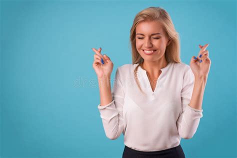 Lovely Blonde Wearing White Blouse Stock Photo Image Of Explain Female