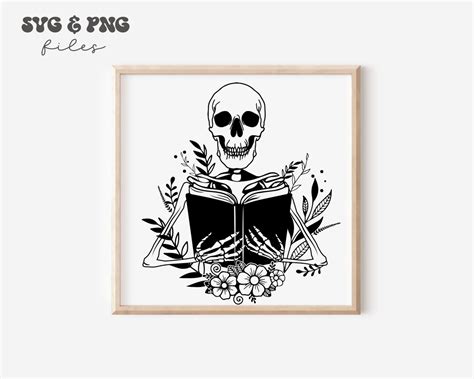 Skeleton Holding Book Svg Book Lover Svg Librarian Svg Reading Svg