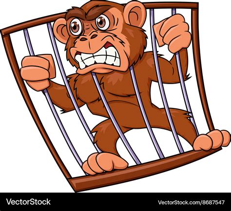 Angry Monkey In Cage Royalty Free Vector Image