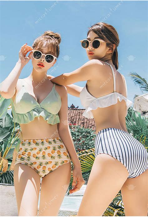 Sexy Cute Bikini Set Woman Lotus Lace Decorated Swimsuit Set Beach Swimsuit For Sale