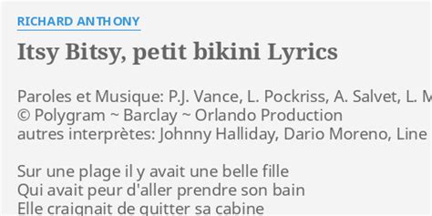 ITSY BITSY PETIT BIKINI LYRICS By RICHARD ANTHONY Paroles Et Musique P J