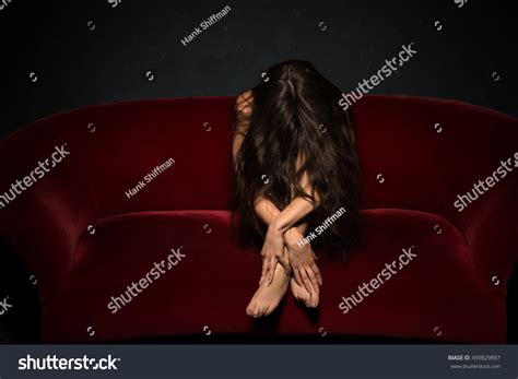 Tall Slender Brunette Nude On Red Stock Photo 459829897 Shutterstock