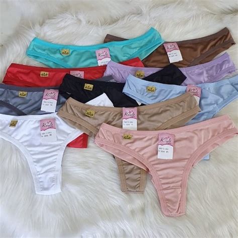 Kit Calcinha Tanga Lingerie Fio Duplo Microfibra Forro Algod O Shopee Brasil