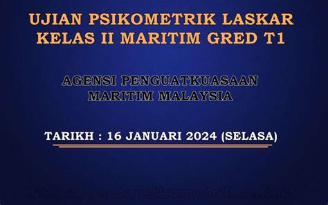 Ujian Psikometrik Laskar Kelas Ii Maritim Gred T1 Apmm 2024 Info
