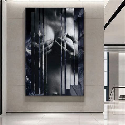 Beautiful Sensual Naked Woman Art Decor Fashion Wall Art Black And