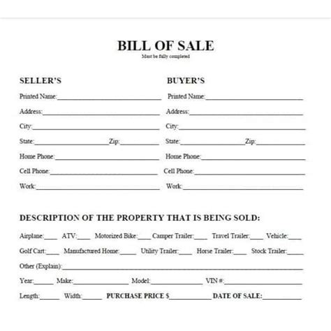 Atv Bill Of Sale Florida Fill Online Printable Fillable Blank Images