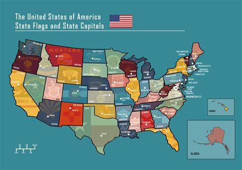 USA Map With State Flags Design and State Capitals Limited Edition