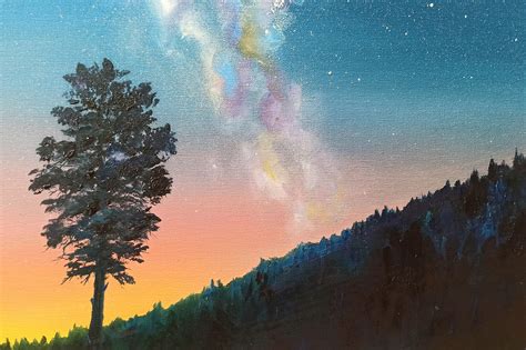 Картина Дерево жизни Звездное небо Картина маслом Млечный путь ...