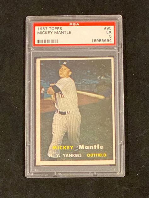 Bid Now PSA 5 EX 1957 Topps Mickey Mantle 95 Baseball Card HOF