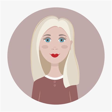 Blonde Aux Cheveux Longs Dans Le Style De Dessin Animé Plat Portrait D une Femme Aux Cheveux