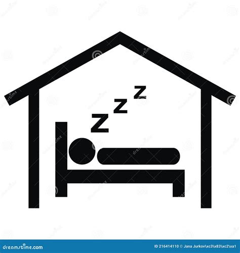 Sleeping Person In The Bed At House Black Vector Icon Stock Vector