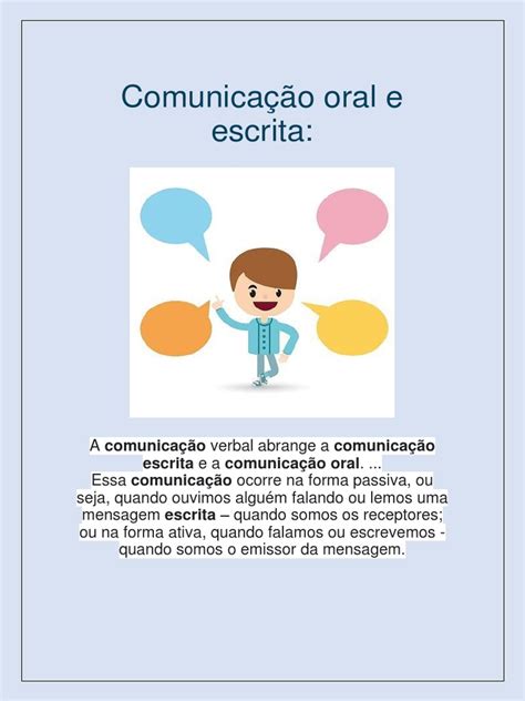 Comunicação Escrita E Oral - Comunicação Oral e Escrita | PDF | Comunicação | Comunicação não verbal