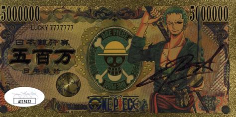 Christopher Sabat Signed Gold Coated Prop Banknote One Piece Zoro Auto – Zobie Productions