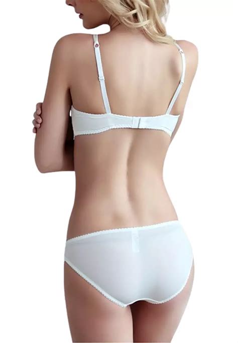 Buy Zitique Sexy Ribbon Bow Lace Lingerie Set Bra And Panty White Online Zalora