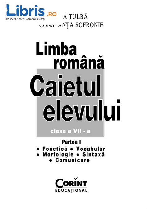 Pdf Limba Romana Clasa Caietul Elevului Partea Icdn Libris Ro