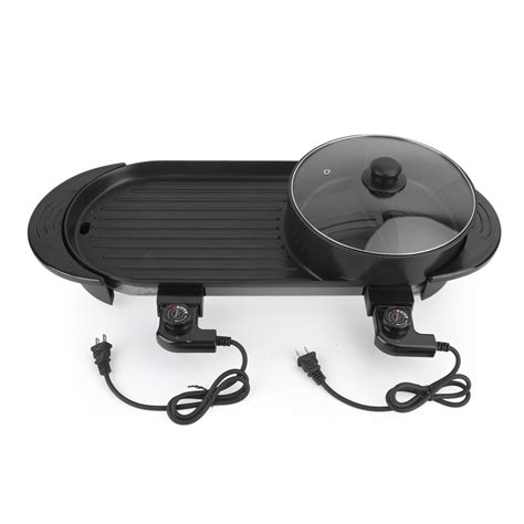 In Electric Hot Pot Grill Teppanyaki Non Stick Smokeless Barbecue Pan Grill W Electric