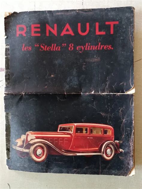 RARE ANCIEN DOCUMENT Publicitaire Renault Sur Les Modèles Stella