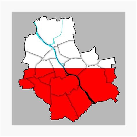 Lámina fotográfica Mapa geográfico con contornos de Varsovia en