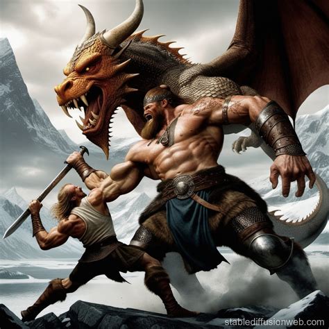 Beowulf's Dragon Encounter | Stable Diffusion Online