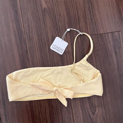 Monday Swimwear One Strap Pale Yellow Bikini Top Depop