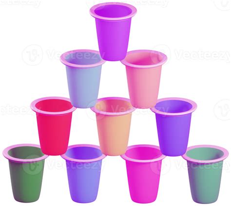3d Model Water Cups Made Of Plastic On Transparent Background 25068416 Png