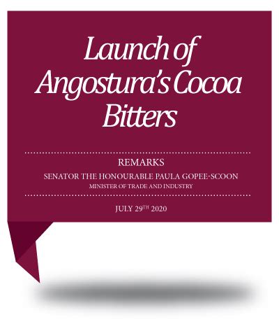 Launch Of Angosturas Cocoa Bitters Ministry Of Trade And Industry