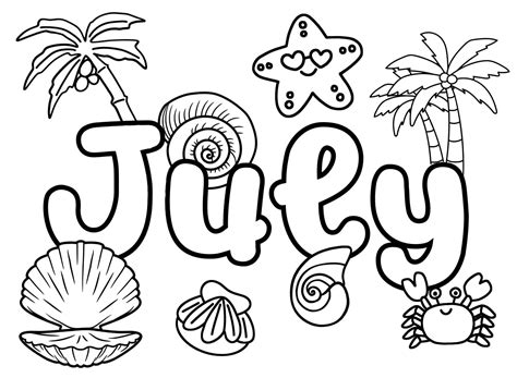 July Month coloring page - Download, Print or Color Online for Free