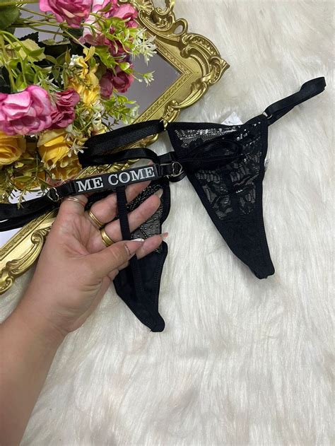 Calcinha Frases Fio Sexy Preto Come Gostoso Imp Rio Lingerie