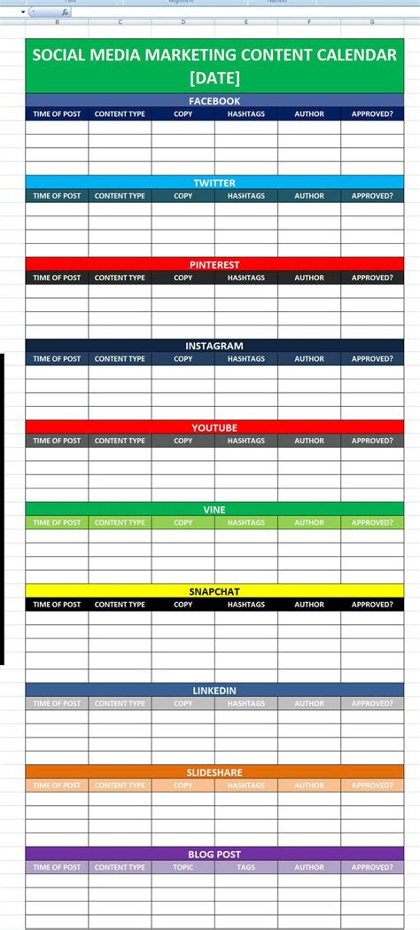 Plantilla Para Excel De Calendario Redes Sociales Para Utilizarla Como Planning De Trabajo Por