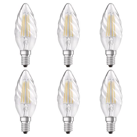 6 X Osram Led Filament Retrofit Kerze Gedreht 4w 40w E14 Klar Class