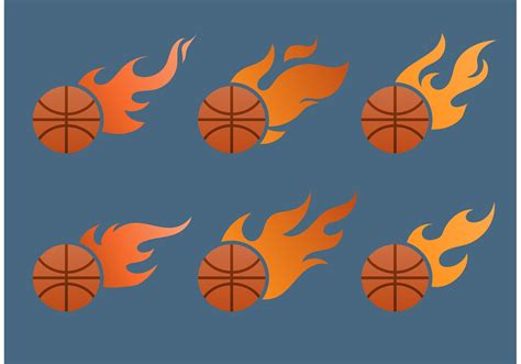 Flaming Basketball Vector Set Download Free Vector Art Stock