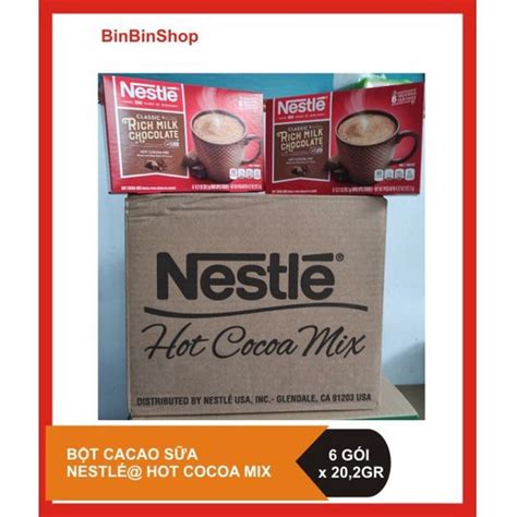 Combo Thùng Bột cacao Mỹ Nestlé Hot Cocoa Mix Rich Choolate hộp giấy gói x gr hộp