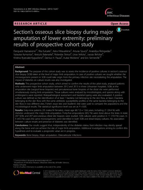 Pdf Sections Osseous Slice Biopsy During Major Amputation Of