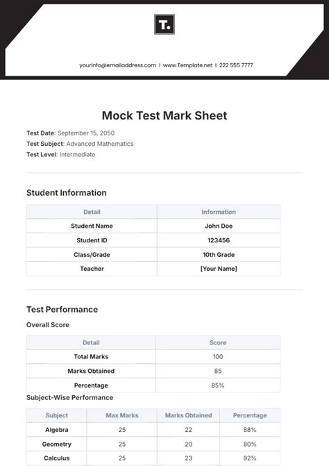 Free Mark Sheet Templates To Edit Online