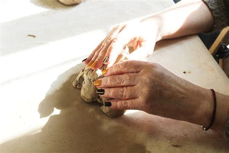 Clay Hand Modeling Pottery Working Process Stock Photo Image Of