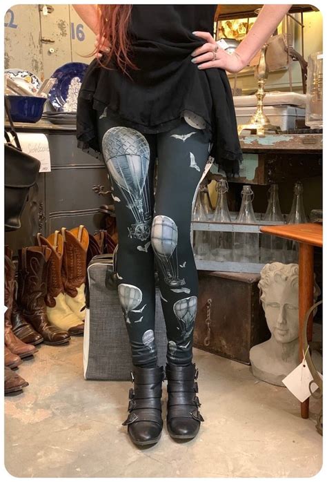 Hot Air Balloon LEGGINGS Bats Moons Hot Air Balloons Printed Leggings Tights Bottoms Etsy