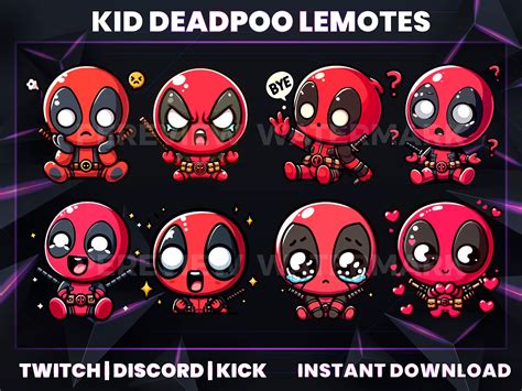 Deadpool Emote Twitch Badges Kid Pool Twitch Emotes Badges Twitch Bit