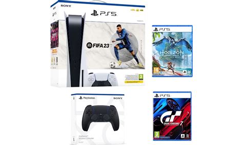 Sony Playstation 5 And Fifa 23 And Gran Turismo 7 And Horizon Forbidden West