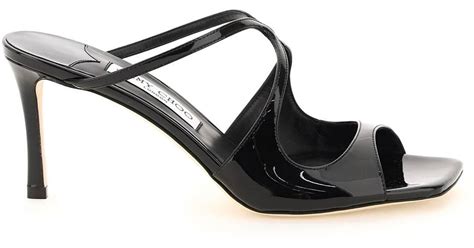 Jimmy Choo Patent Leather Anise Sandals In Black Lyst