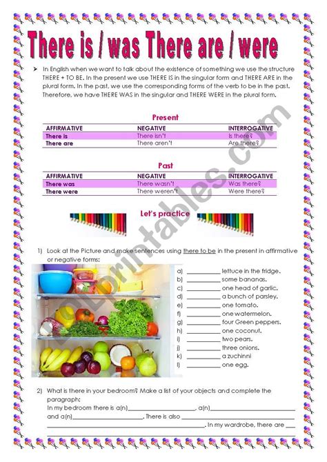There Iswas There Arewere Esl Worksheet By Teachermb