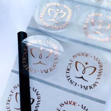 1000 Adesivo Transparente Hot Stamping 6cm Dourado Elo7