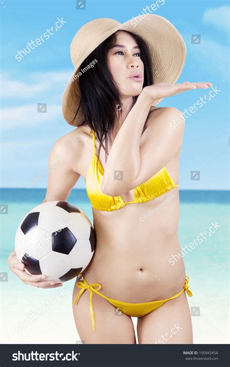 Portrait Sexy Model Wearing Bikini Soccer Stock Photo 195943454 Shutterstock