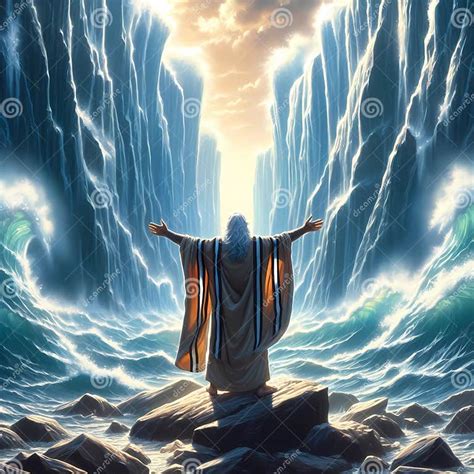 Moses parting the Red Sea stock illustration. Illustration of miracle