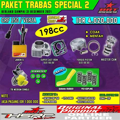 Jual Paket Trabas Brt Honda Crf Verza New Megapro Fi Harian Bore